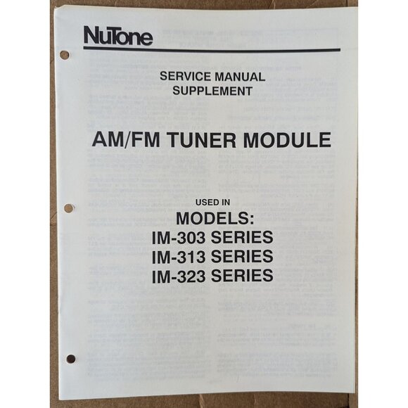 NUTONE SERVICE MANUAL BUILT-IN CENTRALIZED RADIO/INTERCOM SYSTEM MODEL IM-303 - Picture 10 of 13